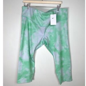 Nike Womens Training‎ 2X Leggings Green White Tie Dye Activewear Pants